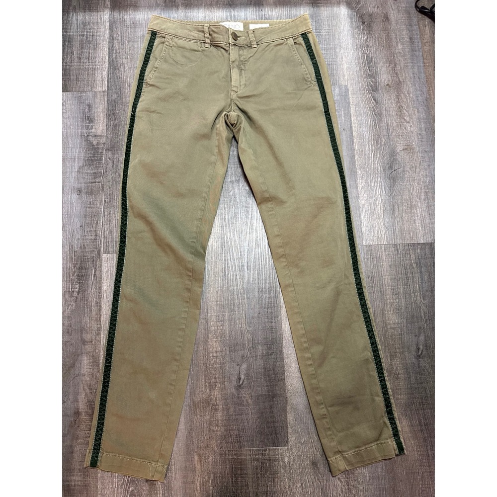 Anthropologie Chino Relaxed Olive Green Velvet Stripe Pants Size 25